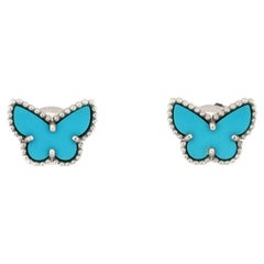 Van Cleef & Arpels Sweet Alhambra Butterfly Stud Earrings 18K White Gold