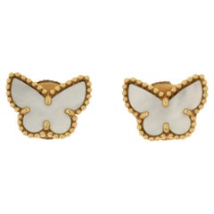Van Cleef & Arpels Sweet Alhambra Butterfly Stud Earrings 18K Yellow Gold