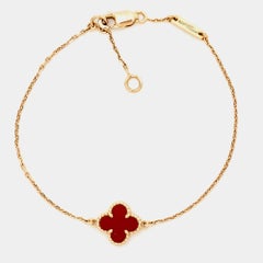 Van Cleef & Arpels Sweet Alhambra Carnelian 18k Rose Gold Bracelet