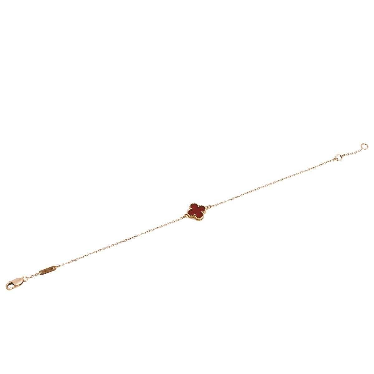 Contemporary Van Cleef & Arpels Sweet Alhambra Carnelian 18K Rose Gold Bracelet