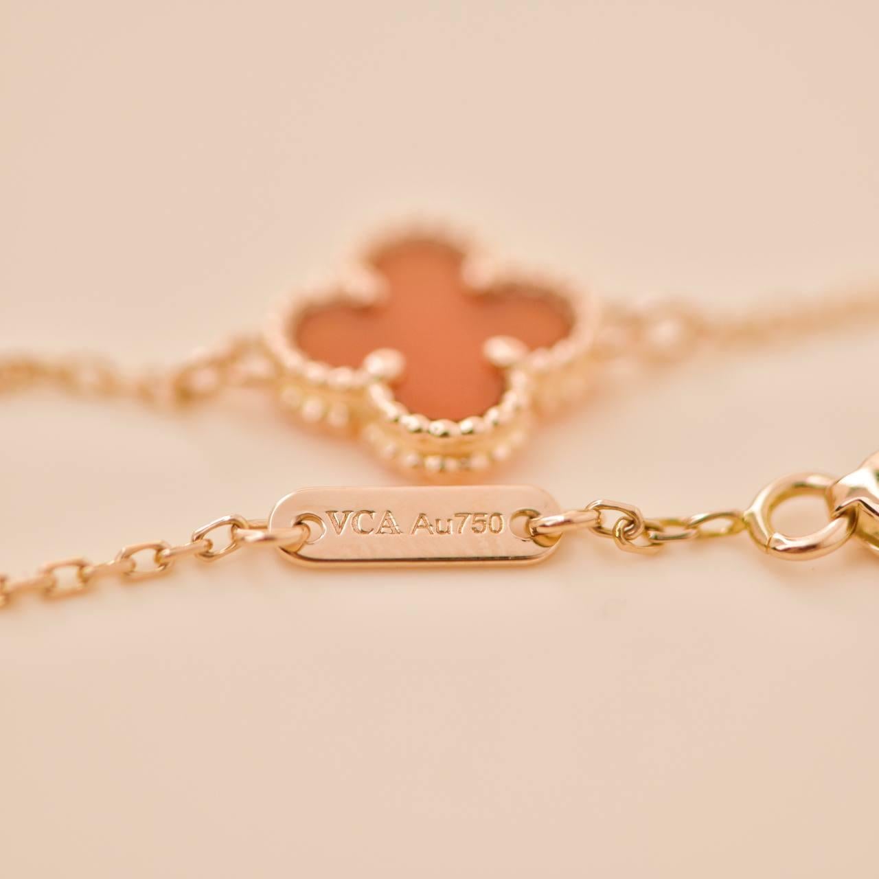 Van Cleef & Arpels Sweet Alhambra Carnelian 18K Rose Gold Bracelet 1