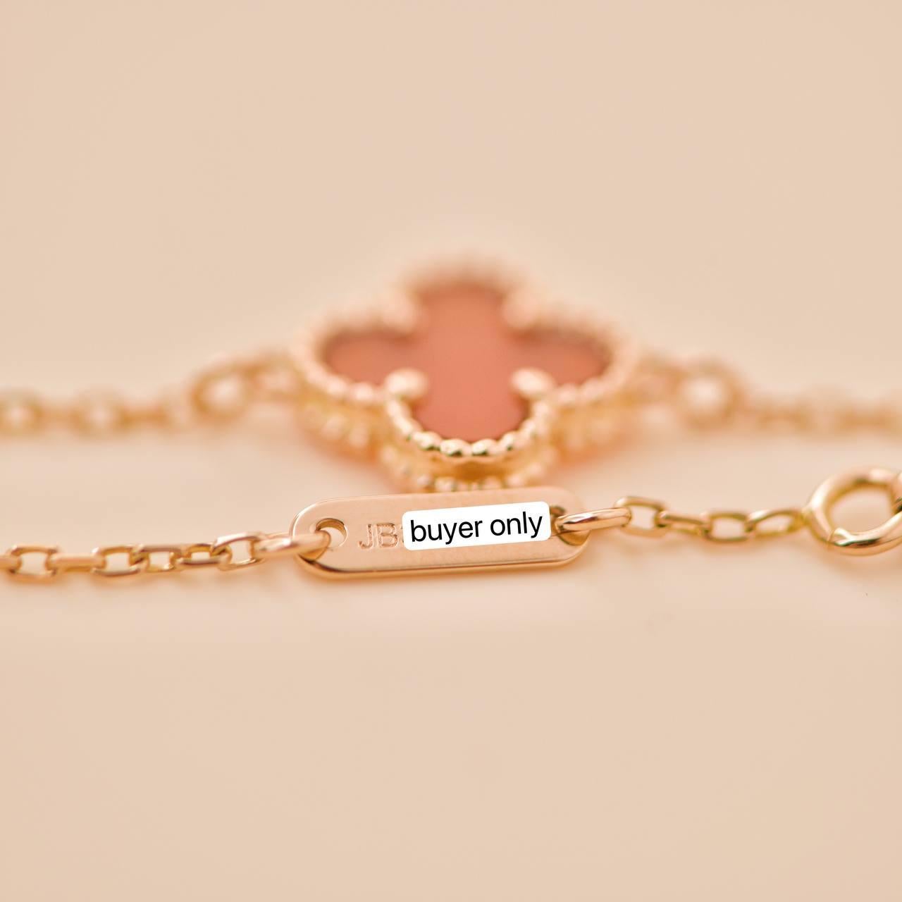 Van Cleef & Arpels Sweet Alhambra Carnelian 18K Rose Gold Bracelet 2