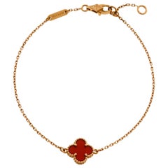Van Cleef & Arpels Sweet Alhambra Carnelian 18K Rose Gold Bracelet