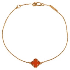 Van Cleef & Arpels Sweet Alhambra Carnelian 18K Rose Gold Bracelet