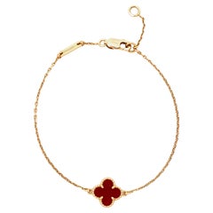Used Van Cleef & Arpels Sweet Alhambra Carnelian 18k Rose Gold Bracelet