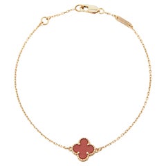 Van Cleef & Arpels Sweet Alhambra Carnelian 18k Rose Gold Bracelet