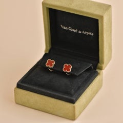 Van Cleef & Arpels Sweet Alhambra Carnelian 18K Rose Gold Earrings