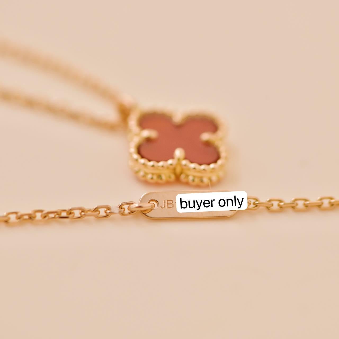 Van Cleef & Arpels Sweet Alhambra Carnelian 18K Rose Gold Pendant Necklace 1