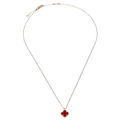 Van Cleef & Arpels Sweet Alhambra Carnelian 18k Rose Gold Pendant Necklace