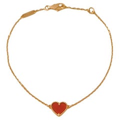 Van Cleef & Arpels Sweet Alhambra Carnelian Heart 18K Rose Gold Bracelet