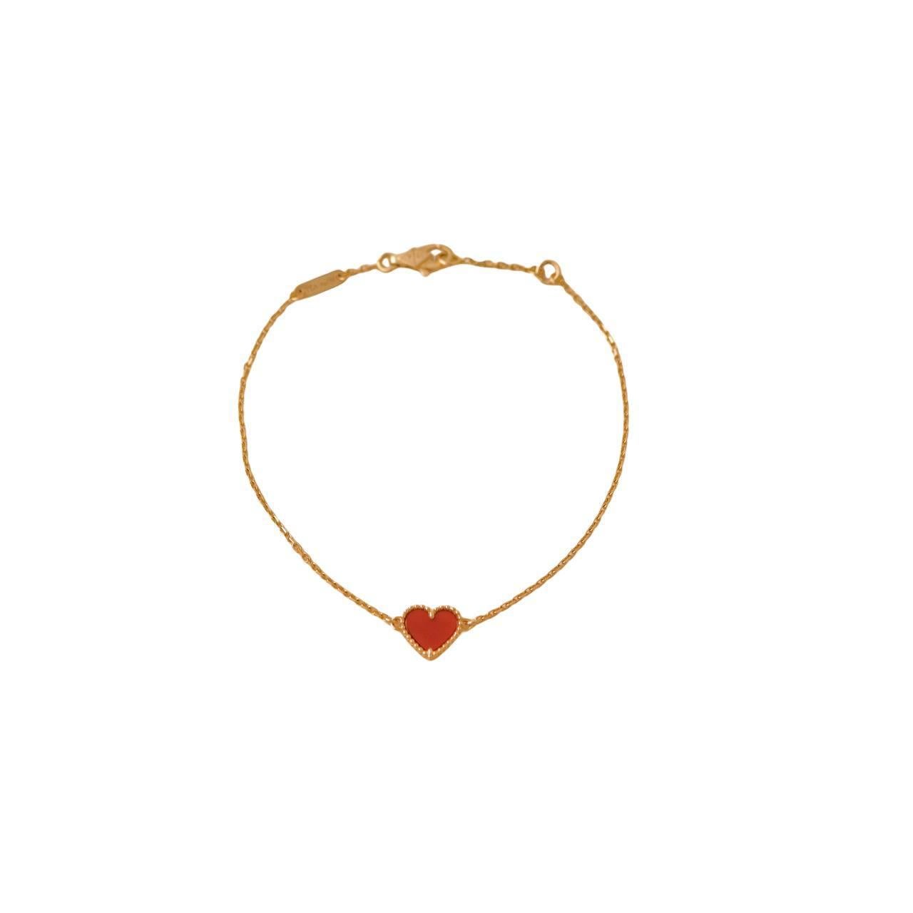 Van Cleef & Arpels 18 Karat Roségold Armband Sweet Alhambra Karneol Herz