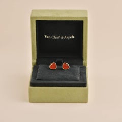 Van Cleef & Arpels Sweet Alhambra Carnelian Heart 18K Rose Gold Earrings