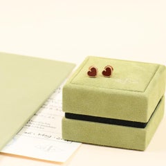 Van Cleef & Arpels Sweet Alhambra Carnelian Heart 18K Rose Gold Earrings