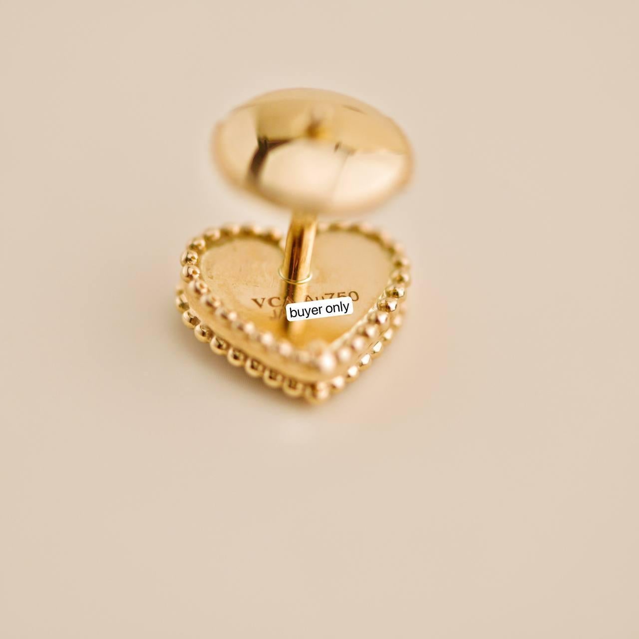 Pendientes Van Cleef & Arpels Dulce Alhambra Corazón de cornalina Oro rosa de 18 quilates en venta 4