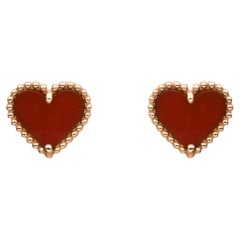 Van Cleef & Arpels Orecchini con cuore di corniola in oro rosa 18 carati Sweet Alhambra