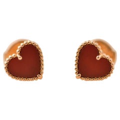 Van Cleef & Arpels Sweet Alhambra Boucles d'oreilles cœur en cornaline et or rose 18 carats