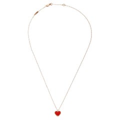 Van Cleef & Arpels Sweet Alhambra Carnelian Heart 18K Rose Gold Pendant Necklace