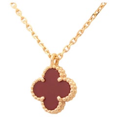 Van Cleef & Arpels Sweet Alhambra Carnelian Necklace Gold