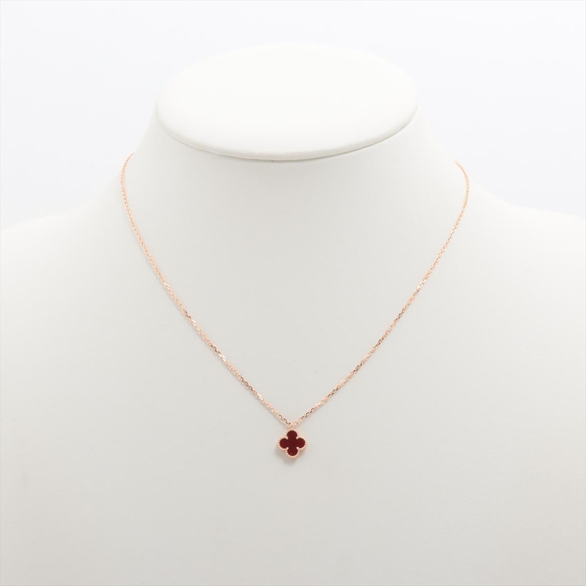 Van Cleef & Arpels Sweet Alhambra Carnelian Necklace Rose Gold 1