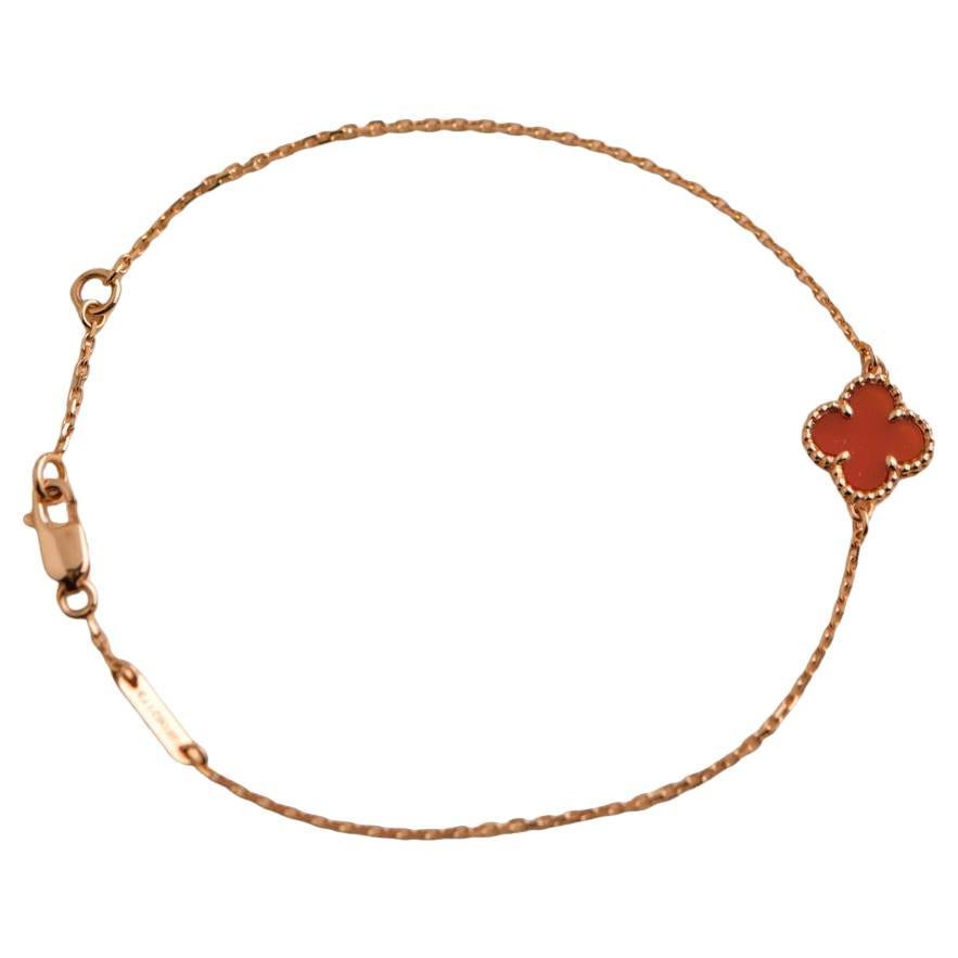 Van Cleef & Arpels Sweet Alhambra Carnelian Rose Gold Bracelet