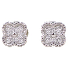 Van Cleef & Arpels Sweet Alhambra Diamond 18K White Gold Earrings