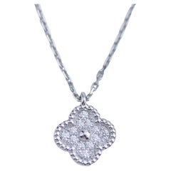 Van Cleef 
Arpels Sweet Alhambra Diamond 18K White Gold Pendant Necklace