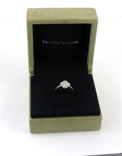 Van Cleef & Arpels Sweet Alhambra Diamond 18k White Gold Ring w/Cert Size US 5