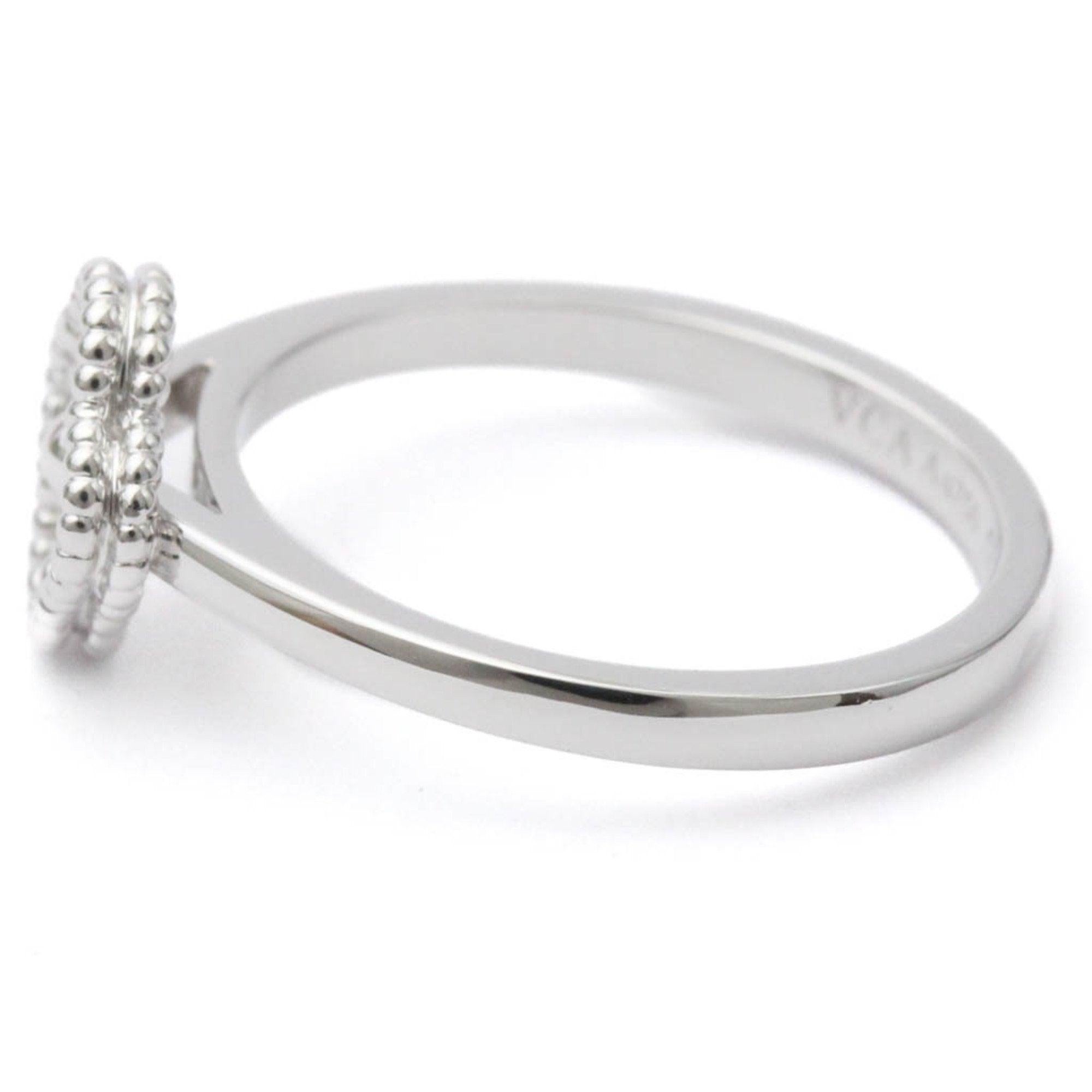 Van Cleef & Arpels Sweet Alhambra Diamond Band Ring in 18K White Gold In New Condition For Sale In London, GB