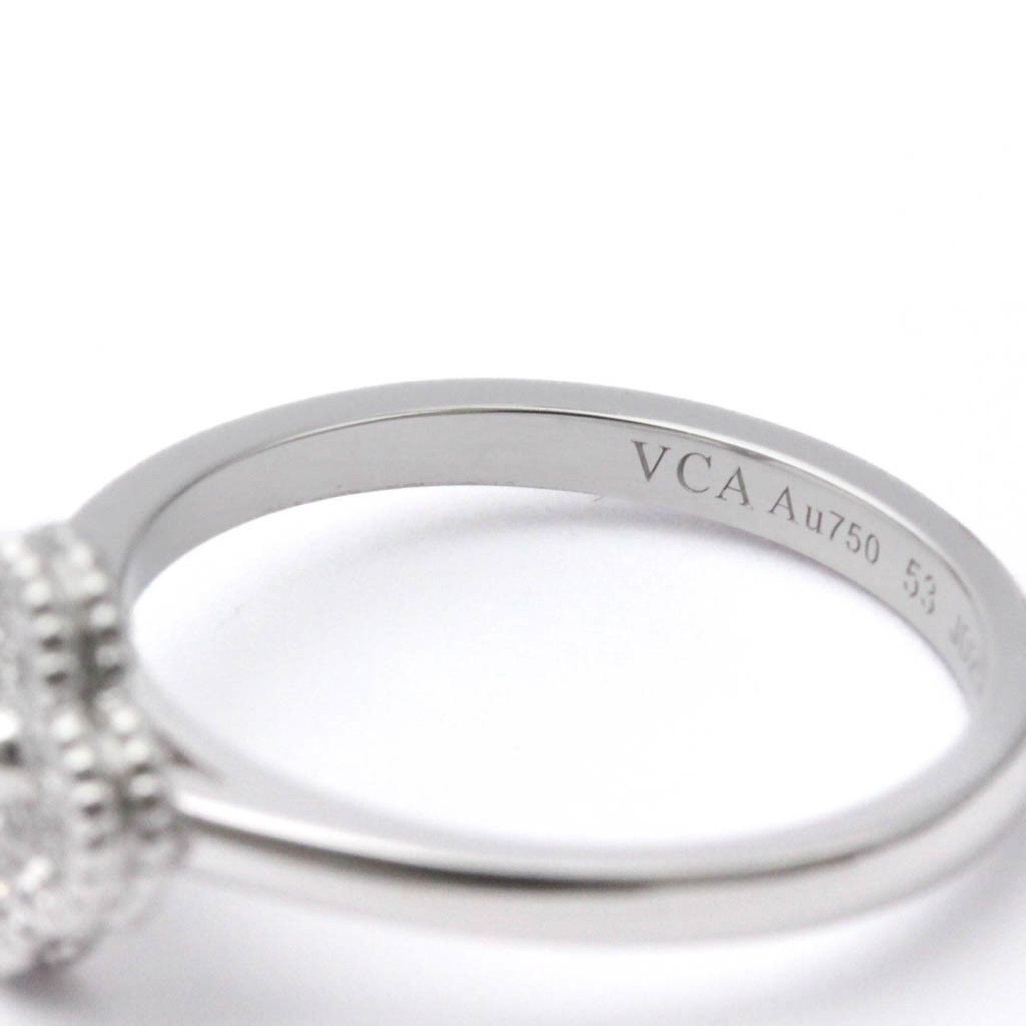 Van Cleef & Arpels Sweet Alhambra Diamond Band Ring in 18K White Gold For Sale 3