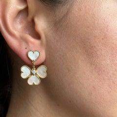 Van Cleef & Arpels Sweet Alhambra Diamond “Feuillage” Drop Earrings