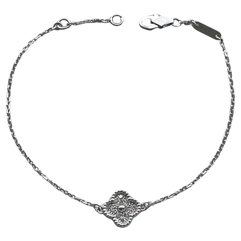 Van Cleef Arpels Sweet Alhambra Diamond Pave Motif White Gold Bracelet
