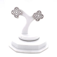 Van Cleef & Arpels Vintage Alhambra Diamond 18K White Gold Earring Studs