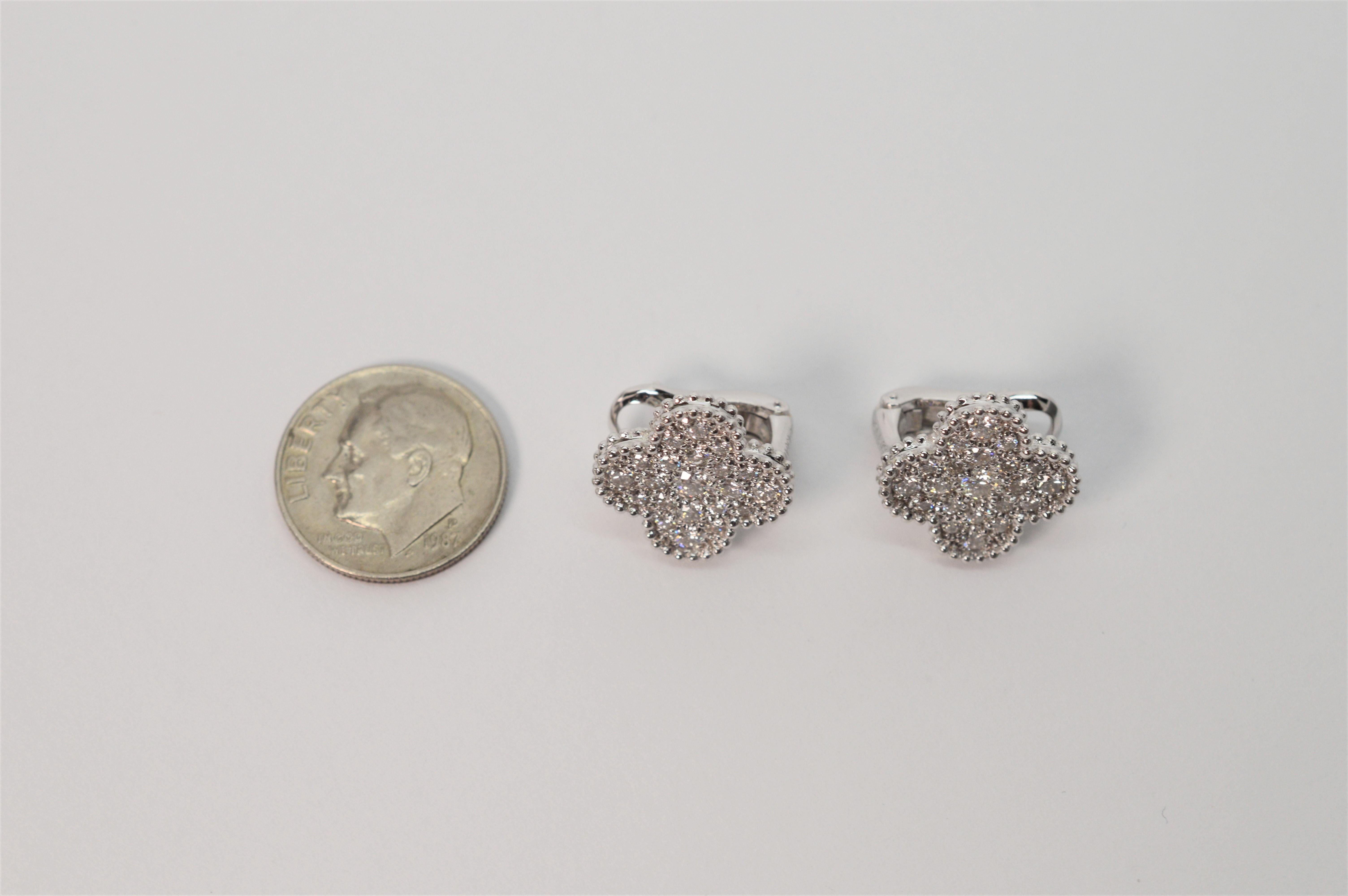 Van Cleef & Arpels Vintage Alhambra Diamond 18K White Gold Earring Studs 2