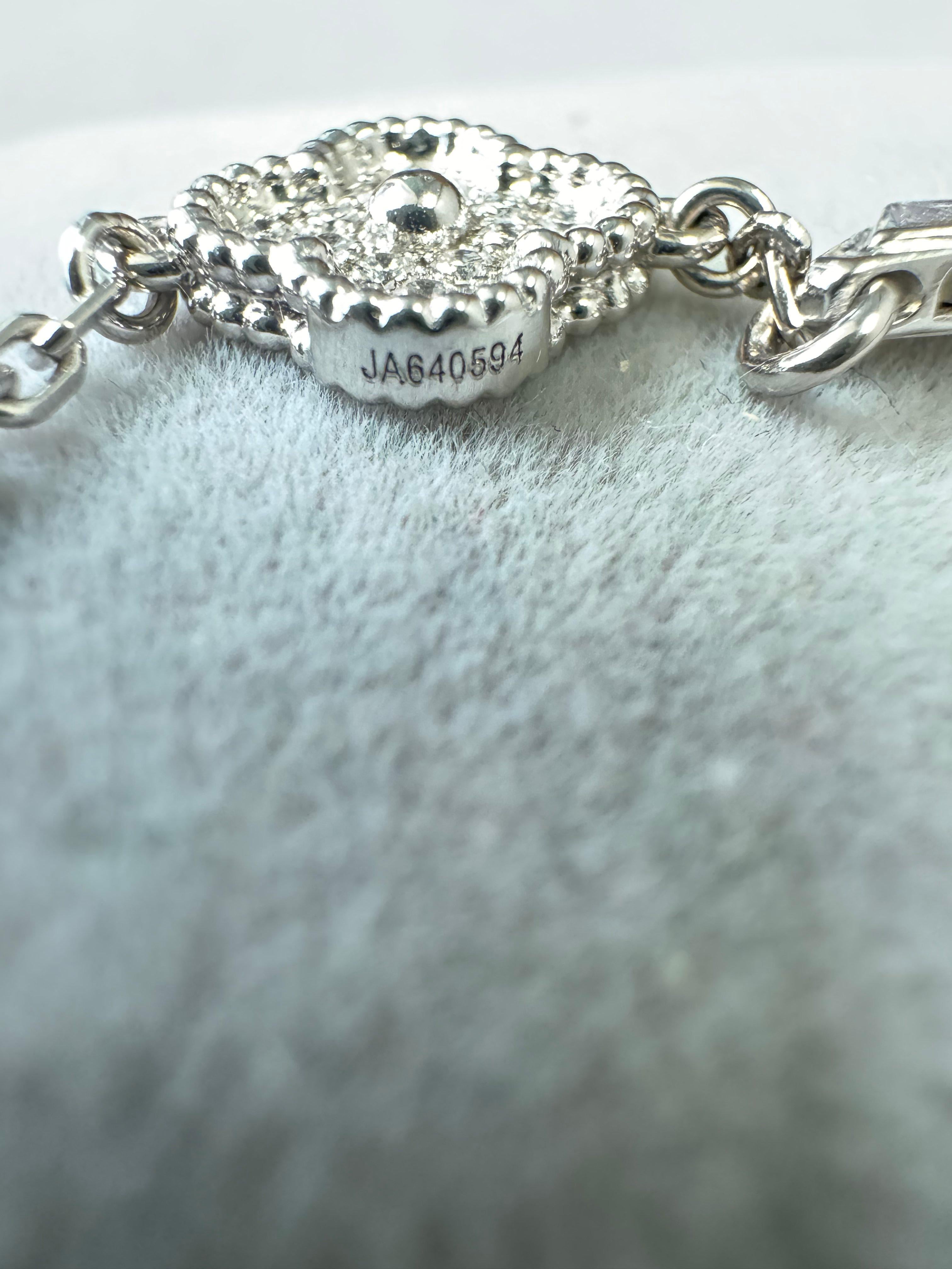 Van Cleef & Arpels Sweet Alhambra Diamonds 6 Motif 18K White Gold Chain Bracelet 9