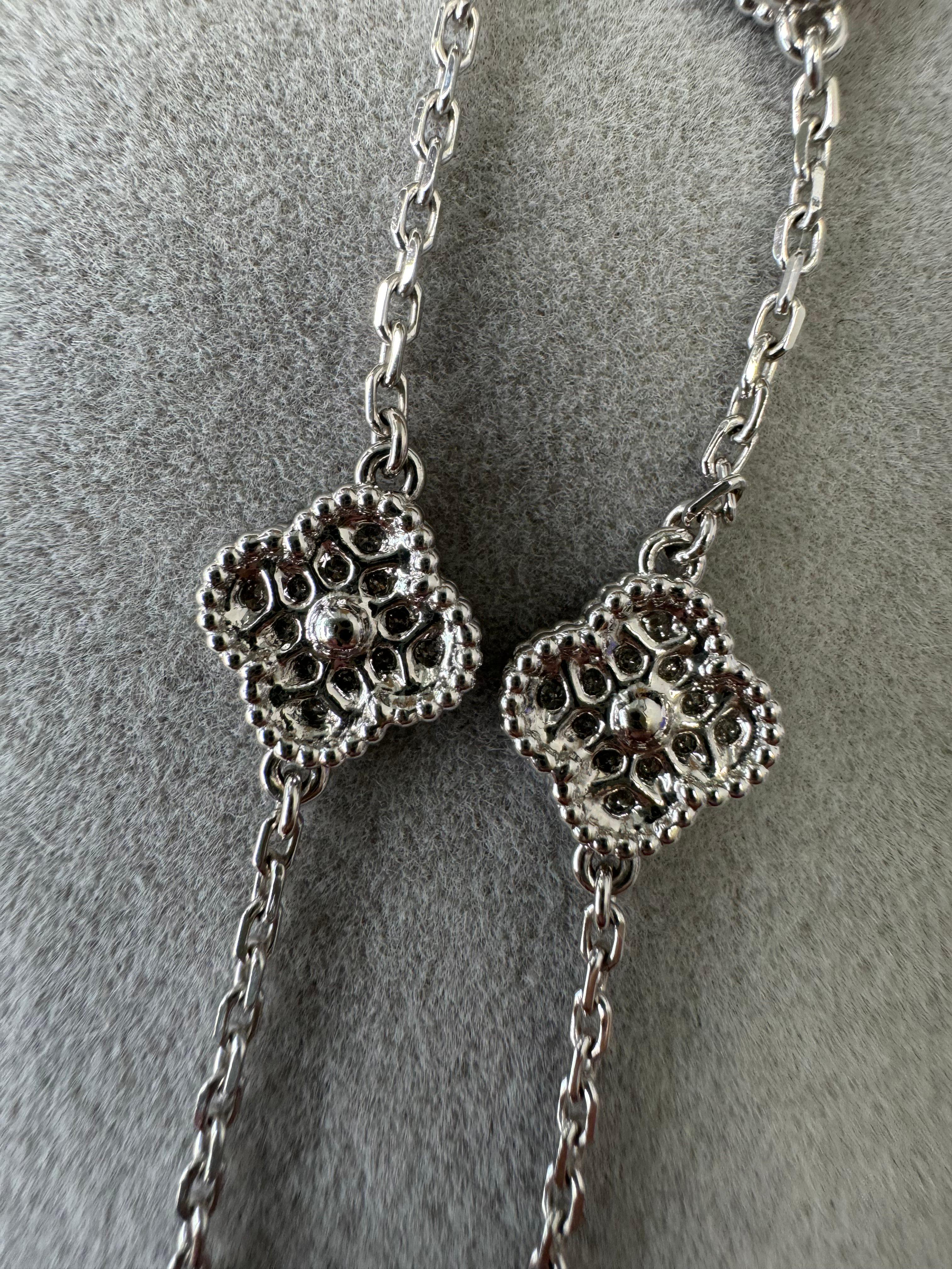 Van Cleef & Arpels Sweet Alhambra Diamonds 6 Motif 18K White Gold Chain Bracelet 2
