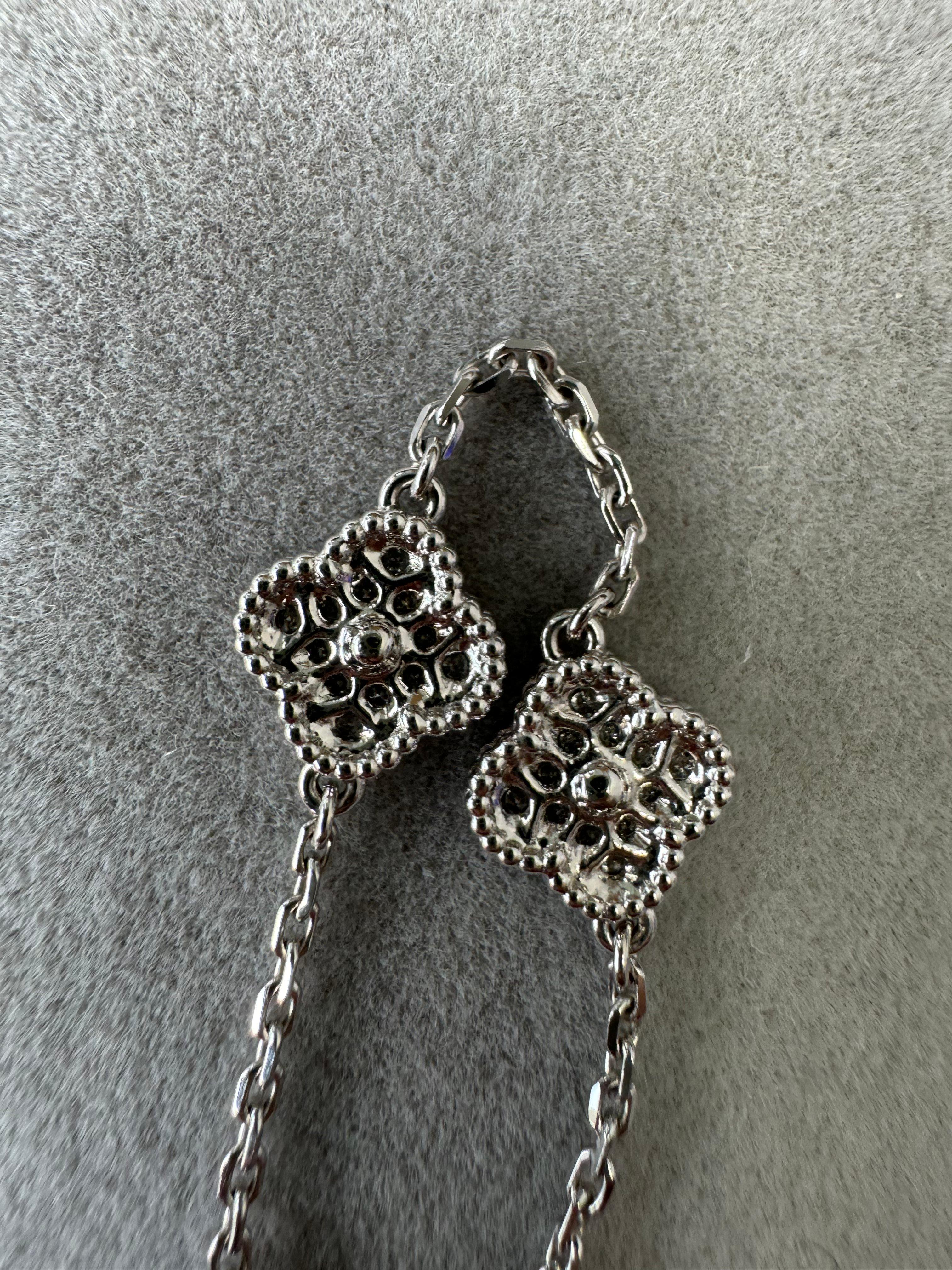 Van Cleef & Arpels Sweet Alhambra Diamonds 6 Motif 18K White Gold Chain Bracelet 3