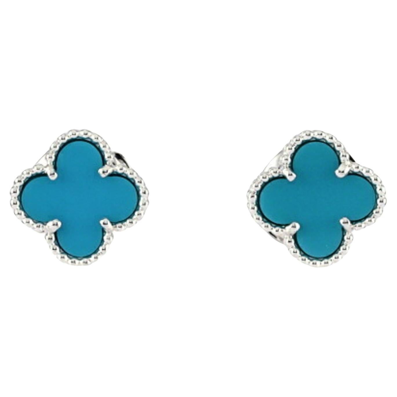 Van Cleef and Arpels Vintage Alhambra Red Carnelian Gold Earring Studs