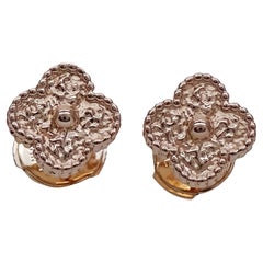 Retro Van Cleef & Arpels Sweet Alhambra Earrings in Pink Gold