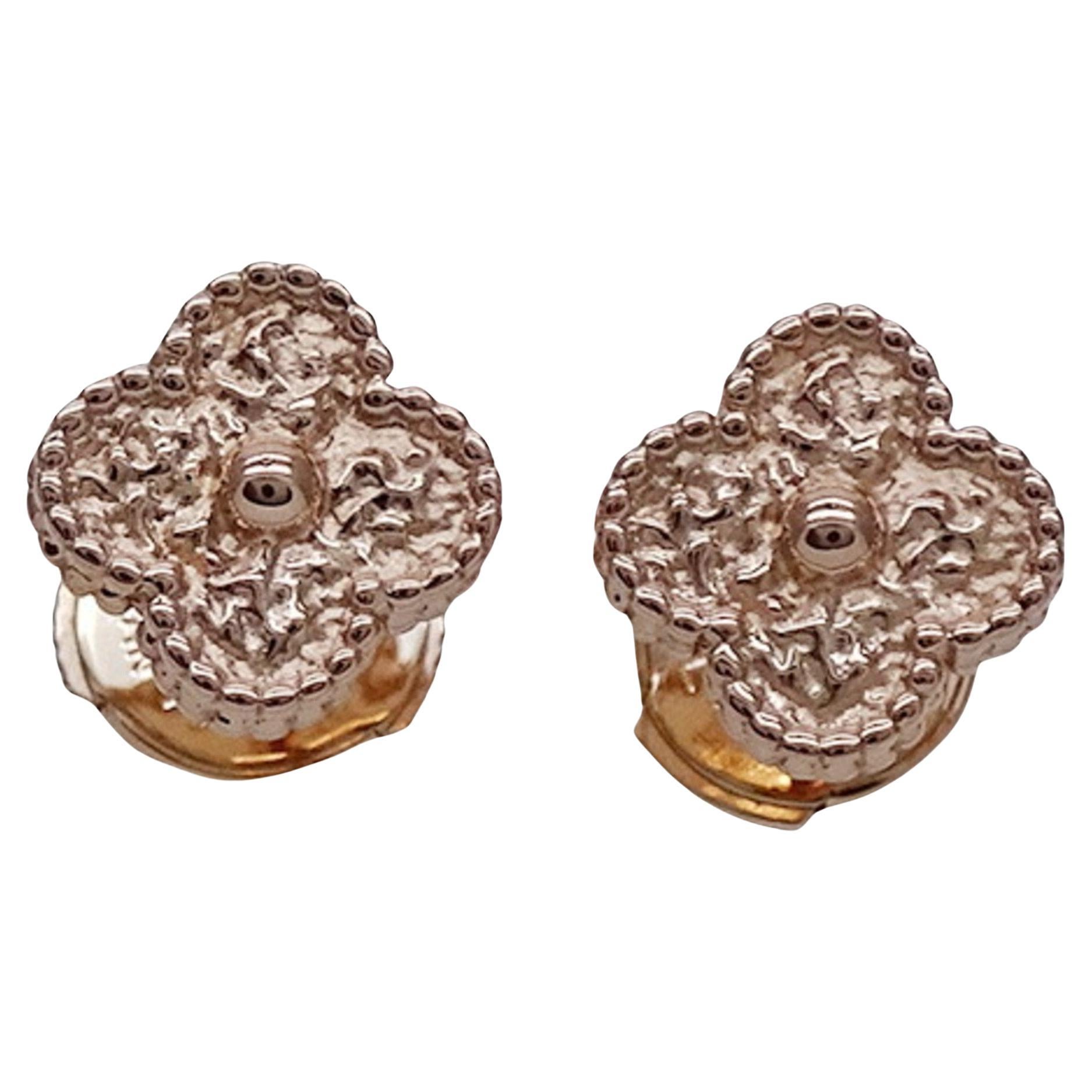 Van Cleef and Arpels Sweet Alhambra Earrings in Pink Gold For Sale