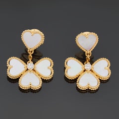 VAN CLEEF & ARPELS Sweet Alhambra Effeuillage Diamond Gold Earrings