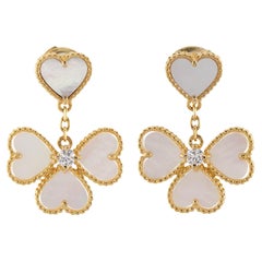 VAN CLEEF & ARPELS Sweet Alhambra Effeuillage Diamond Gold Earrings