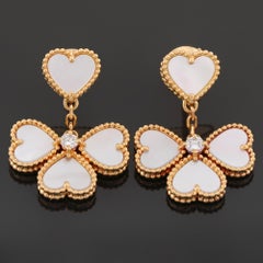 VAN CLEEF & ARPELS Sweet Alhambra Effeuillage Diamond Yellow Gold Earrings