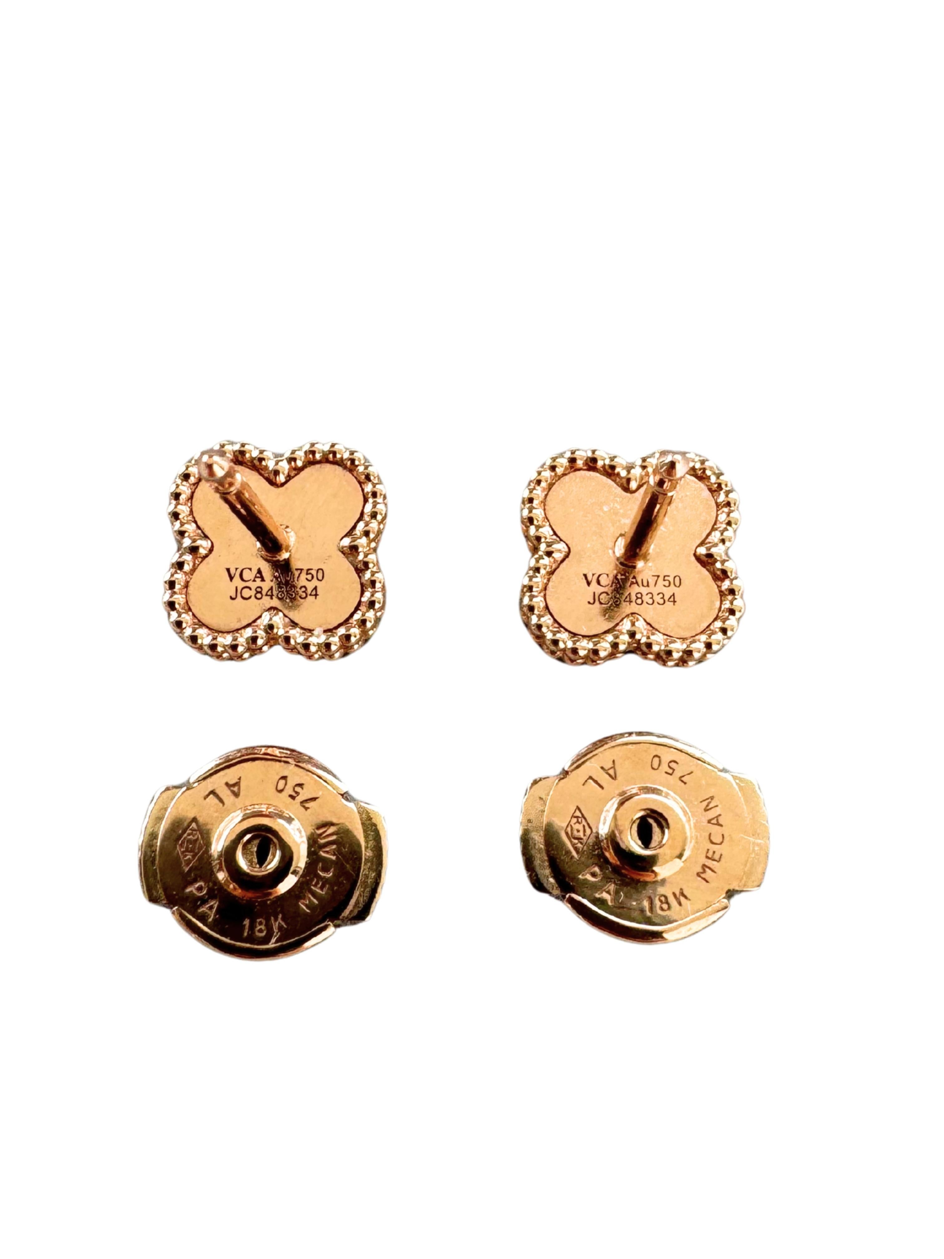 Van Cleef & Arpels Boucles d'oreilles Alhambra en or rose 18K martelé et écrasé en vente 7