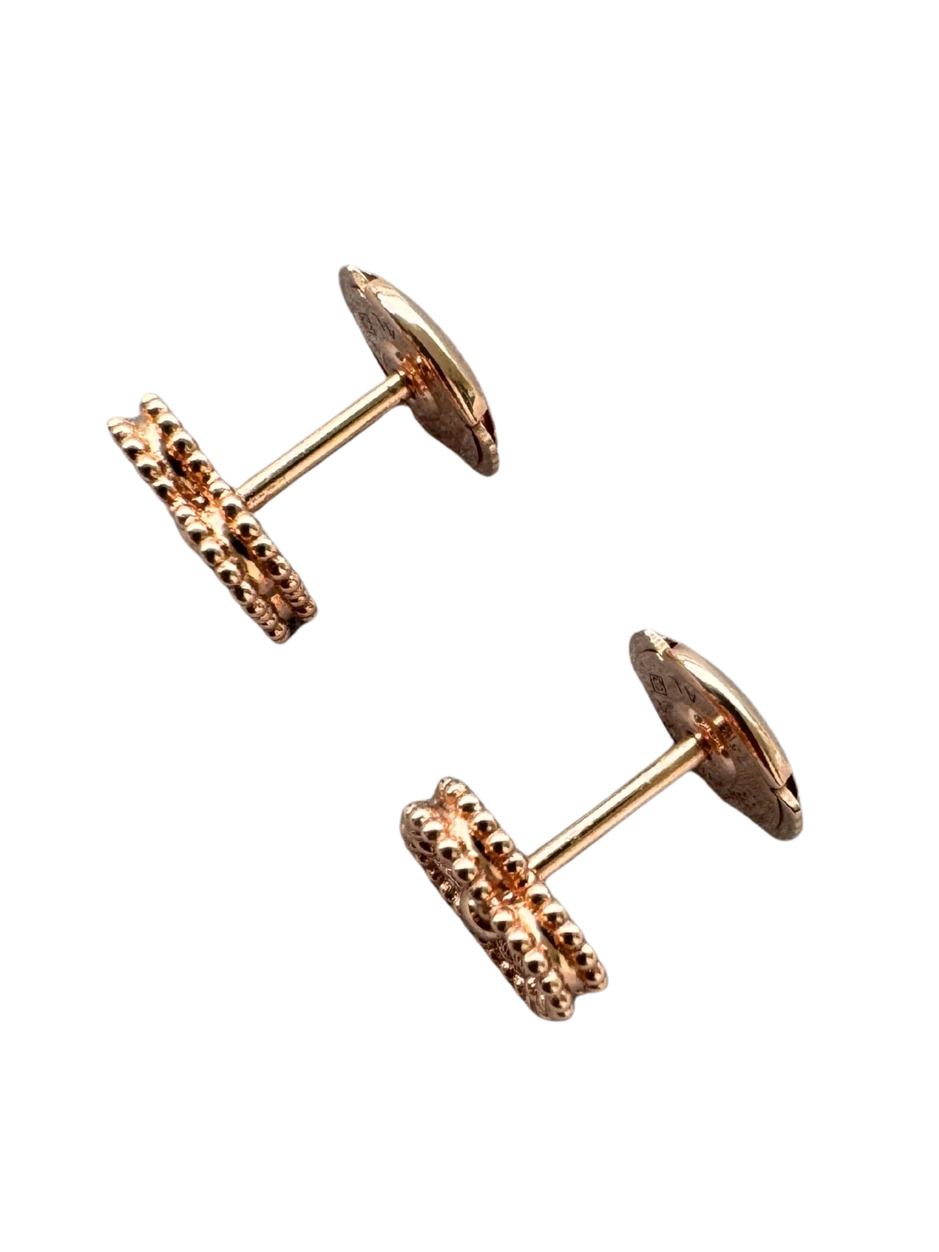 Van Cleef & Arpels Boucles d'oreilles Alhambra en or rose 18K martelé et écrasé Unisexe en vente