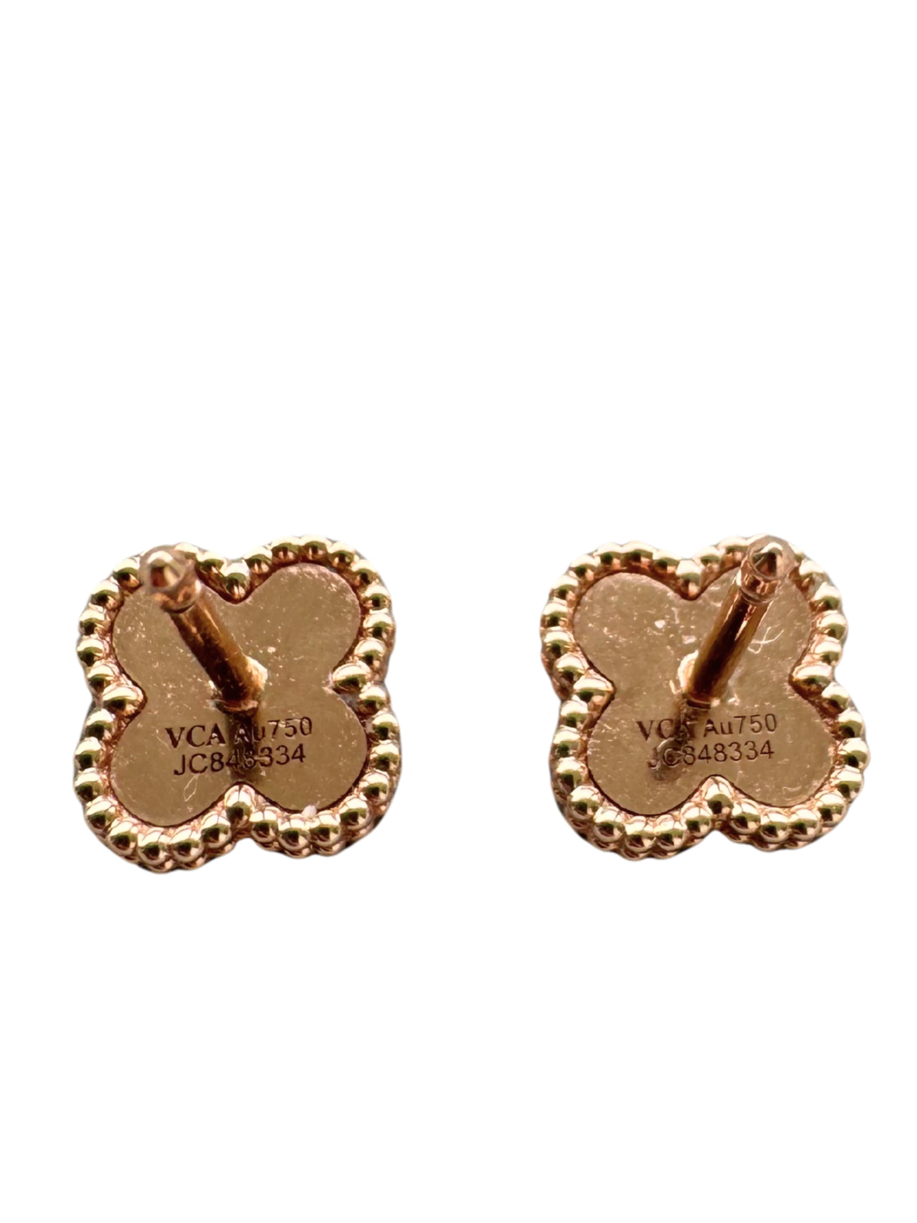 Van Cleef & Arpels Boucles d'oreilles Alhambra en or rose 18K martelé et écrasé en vente 2
