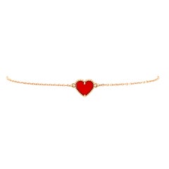 Van Cleef & Arpels Sweet Alhambra Heart Bracelet 18k Rose Gold with Carnelian