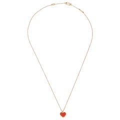 Van Cleef & Arpels Sweet Alhambra Heart Carnelian 18K Rose Gold Necklace