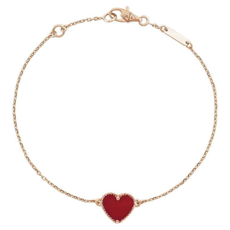 Van Cleef & Arpels Sweet Alhambra Heart Carnelian Rose Gold Bracelet
