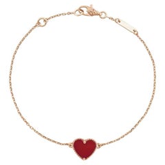 Van Cleef & Arpels Sweet Alhambra Heart Carnelian Rose Gold Bracelet