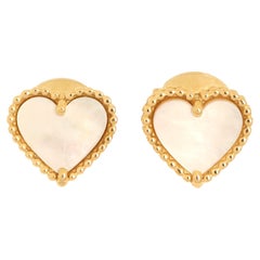 Van Cleef & Arpels Sweet Alhambra Heart Earrings 18K Yellow Gold with Mother